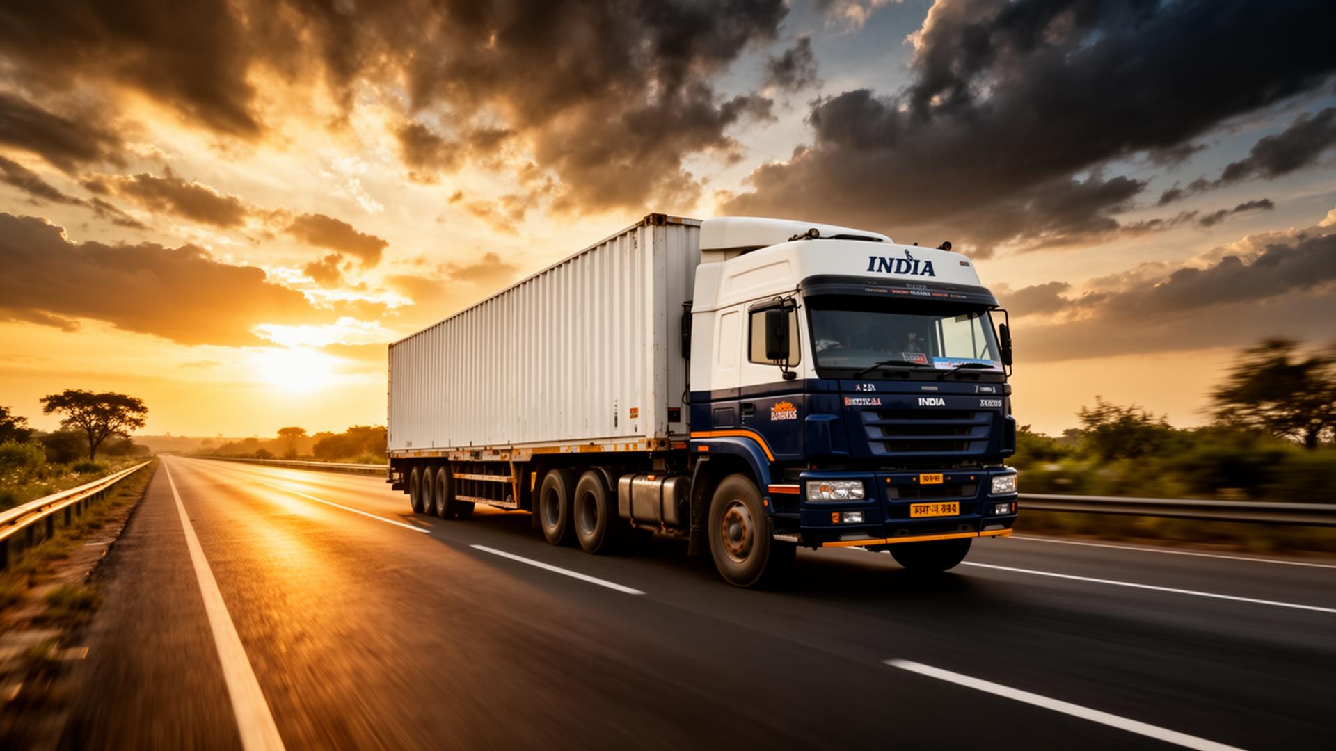 Indian lorry truck on highway